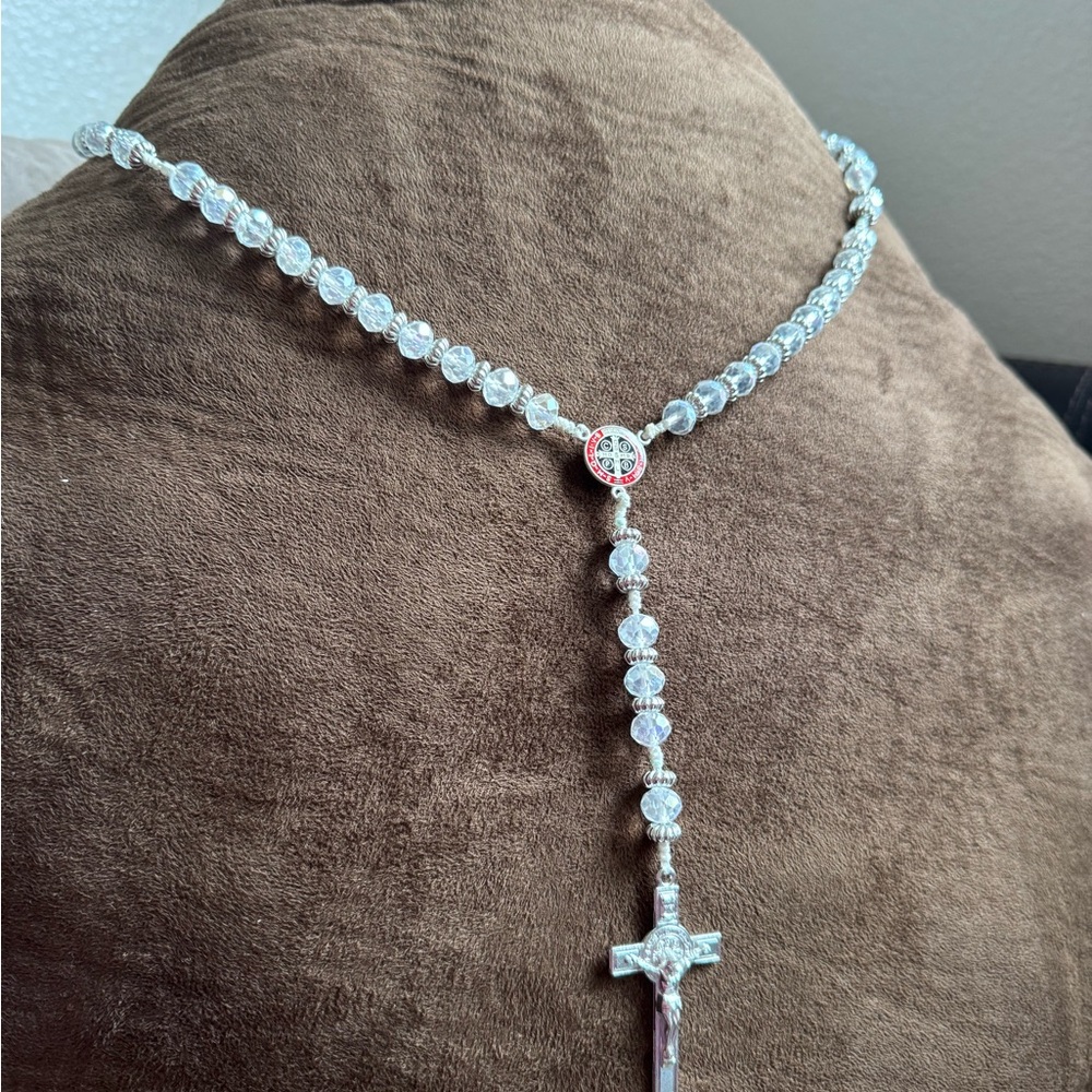 Elegant Silver Beaded Rosary
